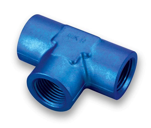 Earls 991701ERL Fitting, Adapter Tee, 1/8 in NPT Female x 1/8 in NPT Female x 1/8 in NPT Female, Aluminum, Blue Anodized, Each