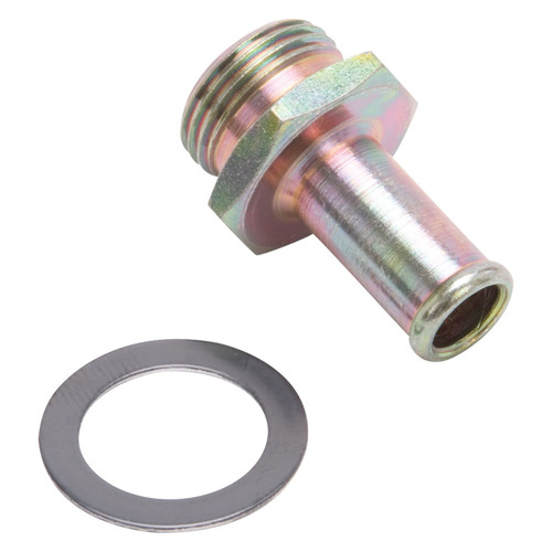 Edelbrock 1497 Fitting, Adapter, Straight, 3/8 in Hose Barb to 5/8-20 in Male Thread, Brass, Natural, Each