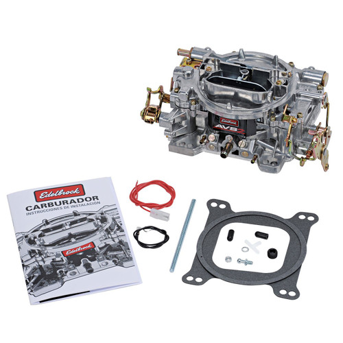 Edelbrock 1904 Carburetor, AVS2, 4-Barrel, 500 CFM, Square Bore, Manual Choke, Mechanical Secondary, Single Inlet, Satin, Each