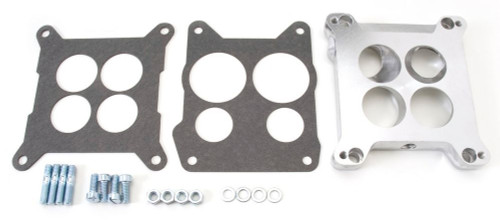 Edelbrock 2696 Carburetor Adapter, 9/16 in Thick, 4 Hole, Square Bore to Spread Bore, Gasket / Hardware, Aluminum, Natural, Each