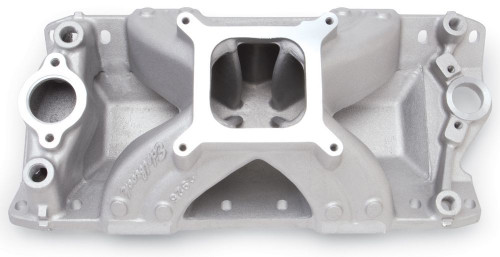 Edelbrock 2925 Intake Manifold, Super Victor 23 Degree, Square Bore, Single Plane, Aluminum, Natural, Small Block Chevy, Each