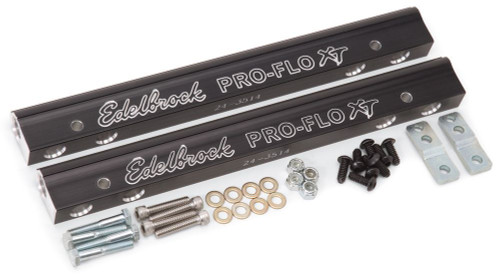 Edelbrock 3627 Fuel Rail, Pro-Flo XT EFI, Hardware Included, Aluminum, Black Anodized, Edelbrock Pro-Flo XT, Small Block Chevy, Kit