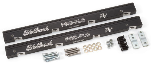 Edelbrock 3629 Fuel Rail, Pro-Flo XT, Hardware Included, Aluminum, Black Anodized, Edelbrock Pro-Flo XT LS EFI Manifold, GM LS-Series, Kit
