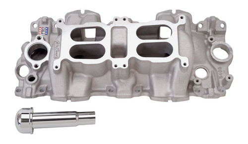 Edelbrock 5409 Intake Manifold, Performer RPM, Square Bore, Dual Quad, Aluminum, Natural, GM W-Series, Each