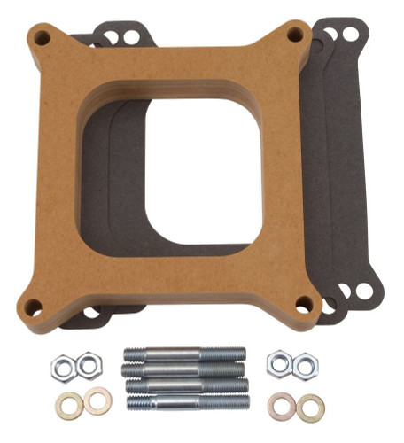 Edelbrock 8720 Carburetor Spacer, 1 in Thick, Open, Square Bore, Wood, Natural, Each