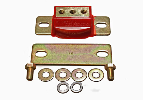 Energy Suspension 3.1158R Transmission Mount, Hyper-Flex, Interlocking, 3.75 to 4.25 in Transmission Bolt Span, Polyurethane / Steel, Red / Cadmium, GM Truck / Auto, Kit