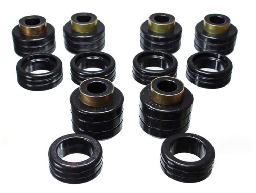 Energy Suspension 3.4123G Body Mount Bushing, Hyper-Flex, Polyurethane / Steel, Black / Cadmium, GM Fullsize Truck 1988-2000, Kit