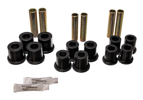 Energy Suspension 4.2140G Leaf Spring Bushing Kit, Hyper-Flex, Rear, Polyurethane / Steel, Black / Cadmium, Ford Fullsize Truck 1980-98, Kit