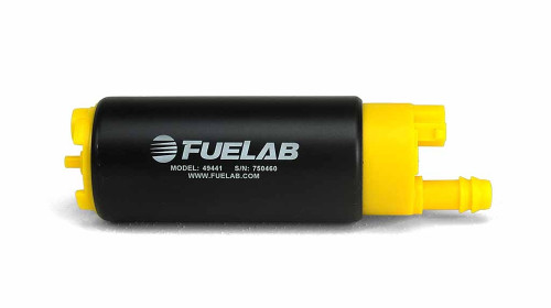 Fuelab Fuel Systems 49441 Fuel Pump, 494 Series, Electric, In-Tank, 340 lph, Filter Sock Inlet, 5/16 in Hose Barb Outlet, Gas / E85, Hose / Clamps / Hardware Included, Aluminum, Black Anodized, Each
