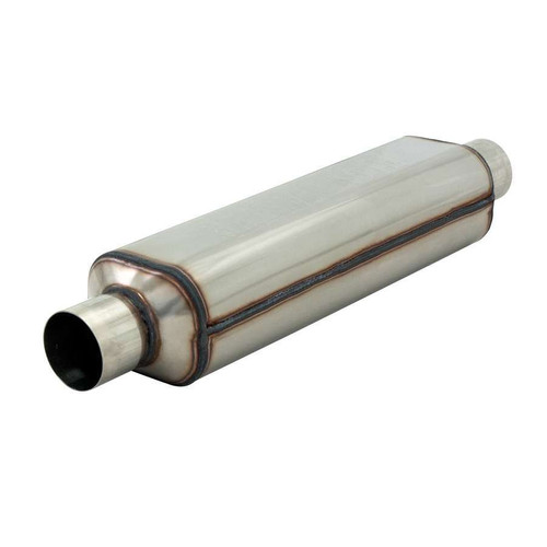 Flowmaster 12518304 Muffler, HP-2, 2-1/2 in Center Inlet, 2-1/2 in Center Outlet, 18 x 5 x 4 in Oval Body, 24 in Long, Stainless, Natural, Universal, Each