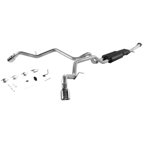 Flowmaster 17342 Exhaust System, American Thunder, Cat-Back, 3 in Diameter, Dual Side Exit, 4 in Polished Tips, Steel, Aluminized, GM Fullsize SUV 2001-06, Kit