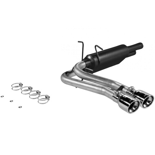 Flowmaster 17367 Exhaust System, American Thunder, Cat-Back, 2-1/2 in Diameter, Dual Side Exit, 4 in Polished Tips, Steel, Aluminized, Lightning, Ford Fullsize Truck 1999-2004, Kit