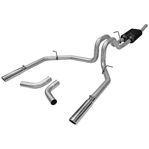 Flowmaster 17472 Exhaust System, Force II, Cat-Back, 2-1/2 in Tailpipe, 3 in Tips, Steel, Aluminized, Ford Fullsize Truck 1998-2003, Kit