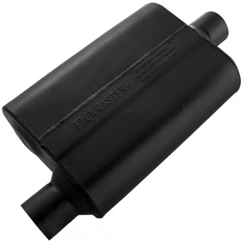 Flowmaster 42541 Muffler, Original 40, 2-1/2 in Offset Inlet, 2-1/2 in Center Outlet, 13 x 9-3/4 x 4 in Oval Body, 19 in Long, Steel, Black Paint, Universal, Each