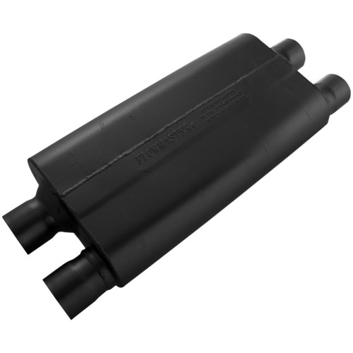Flowmaster 42582 Muffler, 80 Series, Dual 2-1/2 in Inlets, Dual 2-1/2 in Outlets, 18 x 9-3/4 x 4 in Oval Body, 24 in Long, Steel, Black Paint, Universal, Each
