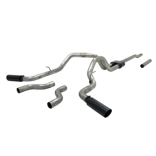 Flowmaster 817696 Exhaust System, Outlaw, Cat-Back, 3 in Diameter, Dual Side Exit, 4 in Black Tips, Stainless, Natural, Ford Modular, Ford Fullsize Truck 2004-08, Kit