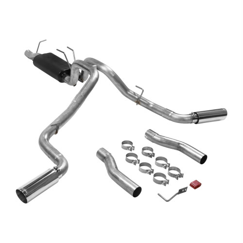 Flowmaster 817757 Exhaust System, Force II, Cat-Back, 3 in Diameter, Dual Size Exit, 4 in Polished Tips, Stainless, Natural, 250 / 350, Ford Fullsize Truck 2017-21, Kit