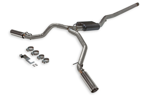 Flowmaster 817913 Exhaust System, American Thunder, Cat-Back, 2-1/2 in Diameter, Dual Side Exit, 3-1/2 in Polished Tips, Stainless, Natural, 3.6 L, Jeep Gladiator 2020-21, Kit