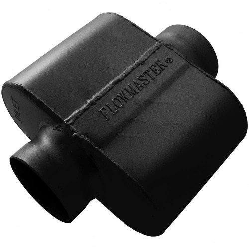 Flowmaster 9435109 Muffler, 10 Delta Force, 3-1/2 in Center Inlet, 3-1/2 in Center Outlet, 6-1/2 x 9-3/4 x 4 in Oval Body, 10-1/2 in Long, Steel, Black Paint, Universal, Each