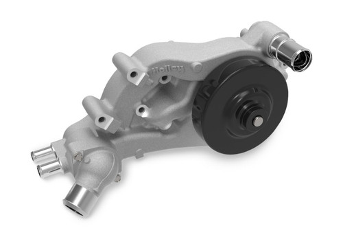 Holley 22-101 Water Pump, Mechanical, Forward Facing Inlet, Aluminum, Natural, GM LS-Series, Long Belt Applications, Each