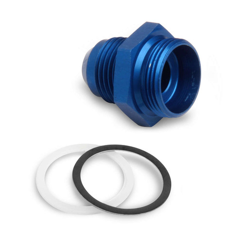 Holley 26-74 Fitting, Adapter, Straight, 8 AN Male to 7/8-20 in Male, Aluminum, Blue Anodized, Each