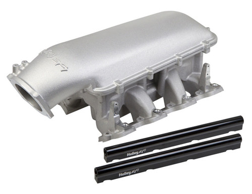 Holley 300-126 Intake Manifold, LS Mid-Rise EFI, 92 mm Throttle Body Flange, Multi Port, Aluminum, Natural, LS1 / LS2 / LS6, GM LS-Series, Kit