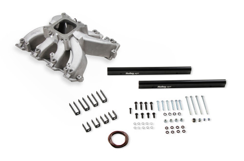 Holley 300-290 GM LS-Series EFI Split Design Race Intake Manifold, Square Bore, Single Plane, Aluminum, Natural, Kit