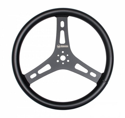 Joes Racing Products 13550-B Steering Wheel, Matador, 15 in Diameter, Flat, 3-Spoke, Drilled Shot Peened Grip, Aluminum, Black Anodized, Each