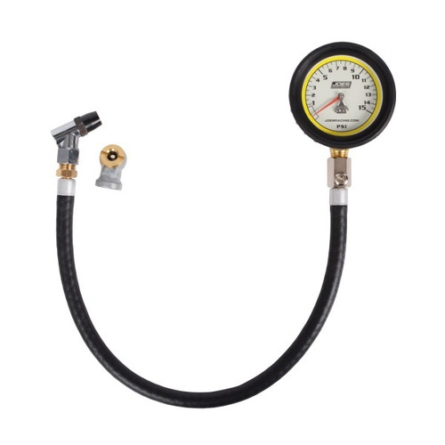 Joes Racing Products 32315 Tire Pressure Gauge, Pro Tire, Glow in the Dark, 0-15 psi, Analog, 2-1/2 in Diameter, White Face, 1/2 lb Increments, Each