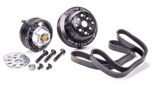 Jones Racing Products 1020-S Pulley Kit, 5-Rib Serpentine, Aluminum, Black Anodized, Chevy V8, Kit