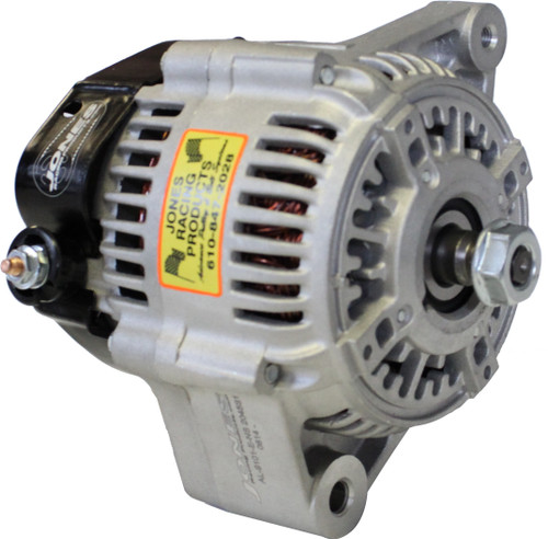 Jones Racing Products AL-9101-E-NS Alternator, 140 amp, 12V, 1-Wire, No Pulley, Aluminum Case, Natural, Universal, Each