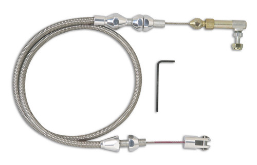 Lokar TCP-1000HT Throttle Cable, Hi-Tech, 2 ft Long, Hardware Included, Braided Stainless Housing, Polished, Universal, Kit