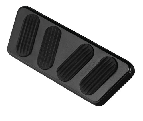 Lokar XBAG-6123 Pedal Pad, Traditional Flat, Brake, Rubber Pads, Billet Aluminum, Black Anodized, Automatic, Ford Mustang 1964-68, Each