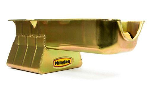 Milodon 30909 Engine Oil Pan, Street / Strip, Rear Sump, 6 qt, 8-1/4 in Deep, Steel, Cadmium, Small Block Chevy, Each