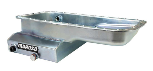 Moroso 20910 Engine Oil Pan, Street / Strip, Driver Side Sump, 5-1/2 qt, 6 in Deep, 1/2 in NPT Drainback, Steel, Zinc Oxide, Honda B-Series, Each