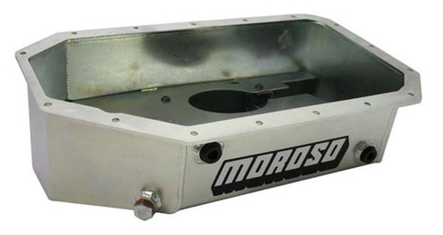 Moroso 20915 Engine Oil Pan, Street / Strip, Driver Side Sump, 6.50 qt, 5.500 in Deep, Baffled, Steel, Zinc Oxide, Honda 4-Cylinder, Each
