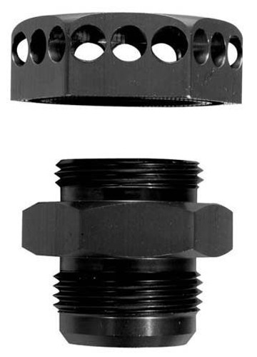 Moroso 22634 Fitting, Positive Seal, Vented, 16 AN Male, Aluminum, Black Anodized, Each