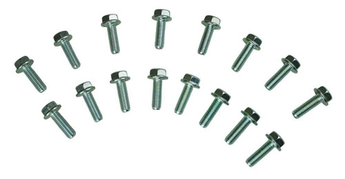 Moroso 38712 Header Bolt, 8 mm x 1.25 Thread, 25 mm Long, Hex Head, Steel, Zinc Oxide, Ford Modular, Set of 16