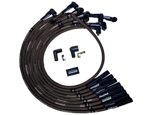 Moroso 51541 Spark Plug Wire Set, Ultra, Spiral Core, 8 mm, Sleeved, Black, Straight Plug Boots, Socket Style, Over The Valve Cover, Big Block Chevy, Kit