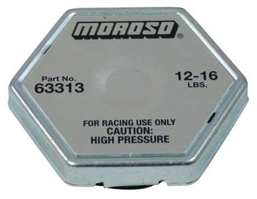 Moroso 63313 Radiator Cap, 12-16 lb, Hexagon, Moroso Logo, Fit Standard Size Radiator Necks, Each