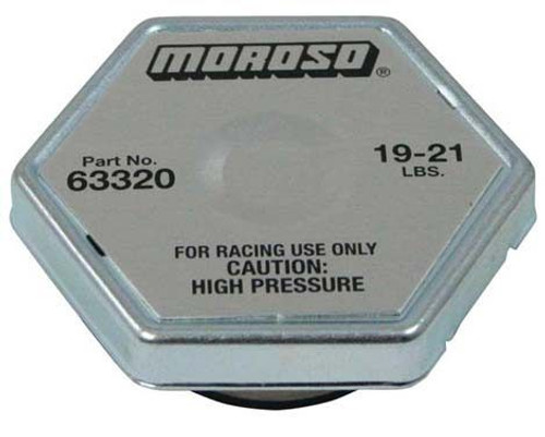 Moroso 63320 Radiator Cap, Racing, 19-21 lb, Hexagon, Fit Standard Size Radiator Necks, Each