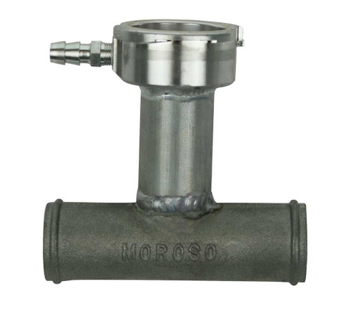 Moroso 63483 Filler Neck, Extended, Hose Mount, 1-1/4 in Hose to 1-1/4 in Hose, 1/8 in NPT Hose Barb, Aluminum, Natural, Each