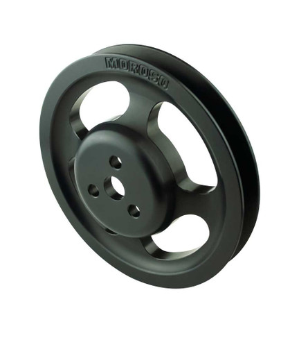 Moroso 64887 Vacuum Pump Pulley, V-Belt, 1 Groove, 5 in Diameter, 3 x 1-9/16 in Bolt Circle, 7/8 in Offset, Aluminum, Black Anodized, Universal, Each