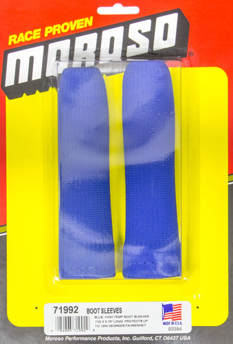 Moroso 71992 Spark Plug Boot Sleeve, 1 in ID x 5-1/2 in Long, High Temperature, Braided Fiberglass, Blue, Pair