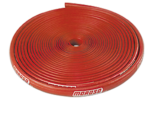 Moroso 72002 Spark Plug Wire Sleeve, 7 mm-8 mm Wires, 25 ft, Fiberglass / Silicone, Red, Each