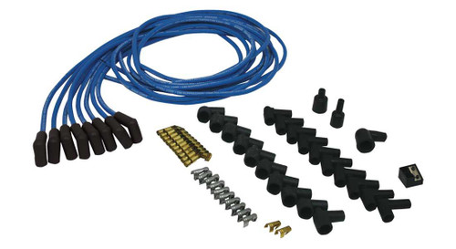Moroso 73225 Spark Plug Wire Set, Blue Max, Spiral Core, 8 mm, Blue, 90 Degree Plug Boots, HEI / Socket Style, Cut-To-Fit, V8, Kit-1