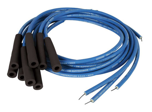 Moroso 73226 Spark Plug Wire Set, Blue Max, Spiral Core, 8 mm, Blue, Straight Plug Boots, HEI / Socket Style, Cut-To-Fit, V8, Kit-1