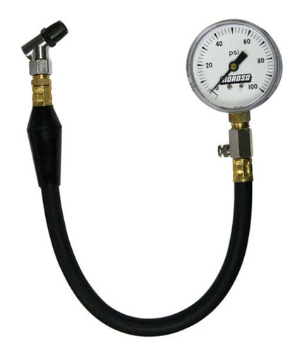 Moroso 89570 Tire Pressure Gauge, 0-100 psi, Analog, 2-5/8 in Diameter, White Face, 1/2 lb Increments, Each