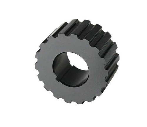 Moroso 97171 Crankshaft Pulley, Gilmer, 18 Tooth, 1 in Wide, 3/8 in Pitch, 1 in Mandrel, 1/8 in Keyway, Aluminum, Black Anodized, Universal, Each