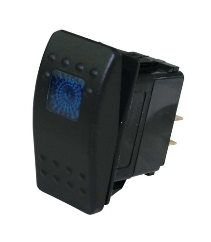 Moroso 97541 Rocker Switch, On / Off, Single Pole, 12V, 20 amp, Blue Lighted, Plastic, Black, Moroso Switch Panels, Each